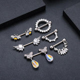 2pcs Stainless Steel Crystal Nipple Shield Cover Heart Flower Nipple Rings