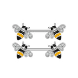2pcs Stainless Steel Crystal Nipple Shield Cover Heart Flower Nipple Rings