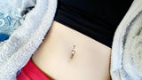 14G Titanium Barbell Belly Piercing Ring with Clear Zircon Tassel Navel Earring