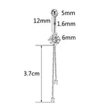 14G Titanium Barbell Belly Piercing Ring with Clear Zircon Tassel Navel Earring