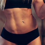 14G Titanium Barbell Belly Piercing Ring with Clear Zircon Tassel Navel Earring