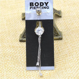 14G Titanium Barbell Belly Piercing Ring with Clear Zircon Tassel Navel Earring