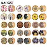 EARKUO Wood Flower Tree Bird Ear Plugs 2PCS