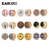 EARKUO Wood Flower Tree Bird Ear Plugs 2PCS