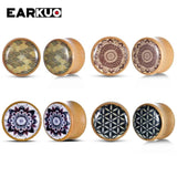 EARKUO Wood Flower Tree Bird Ear Plugs 2PCS