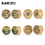 EARKUO Wood Flower Tree Bird Ear Plugs 2PCS
