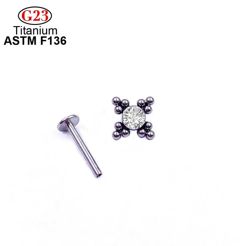 Titanium 16G Opal Nose Piercing Labret Lip Rings Earrings