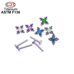 Titanium 16G Opal Nose Piercing Labret Lip Rings Earrings