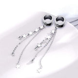 Dangle Stars Chain Ear Tunnel Plugs Gauges Piercing Expander Earrings