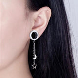 Sun & Moon Dangle Pendant Ear Tunnel Plugs Gauges Flesh Piercing