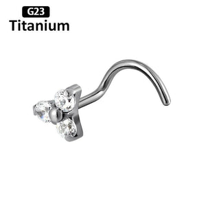 Titanium Nose Stud CZ Zircon Triangular 20G Nose Rings Screw Nose Jewelry