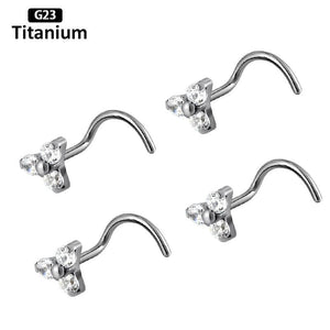 Titanium Nose Stud CZ Zircon Triangular 20G Nose Rings Screw Nose Jewelry