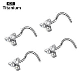 Titanium Nose Stud CZ Zircon Triangular 20G Nose Rings Screw Nose Jewelry