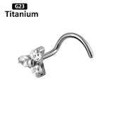 Titanium Nose Stud CZ Zircon Triangular 20G Nose Rings Screw Nose Jewelry