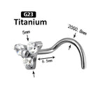 Titanium Nose Stud CZ Zircon Triangular 20G Nose Rings Screw Nose Jewelry