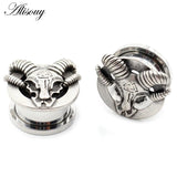 2 PC Stainless Steel Sheep Head Ear Gauges Tunnels