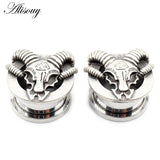 2 PC Stainless Steel Sheep Head Ear Gauges Tunnels