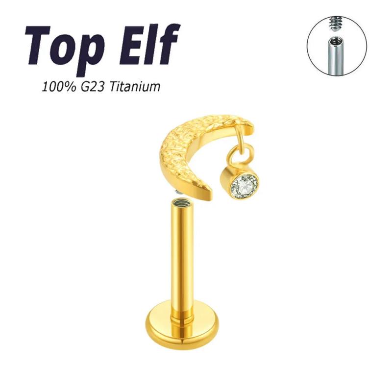 Titanium Zircon Stud Piercing Labret Lip Moon Body Jewelry