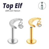 Titanium Zircon Stud Piercing Labret Lip Moon Body Jewelry