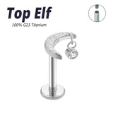 Titanium Zircon Stud Piercing Labret Lip Moon Body Jewelry