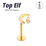 Titanium Zircon Stud Piercing Labret Lip Moon Body Jewelry