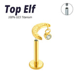 Titanium Zircon Stud Piercing Labret Lip Moon Body Jewelry