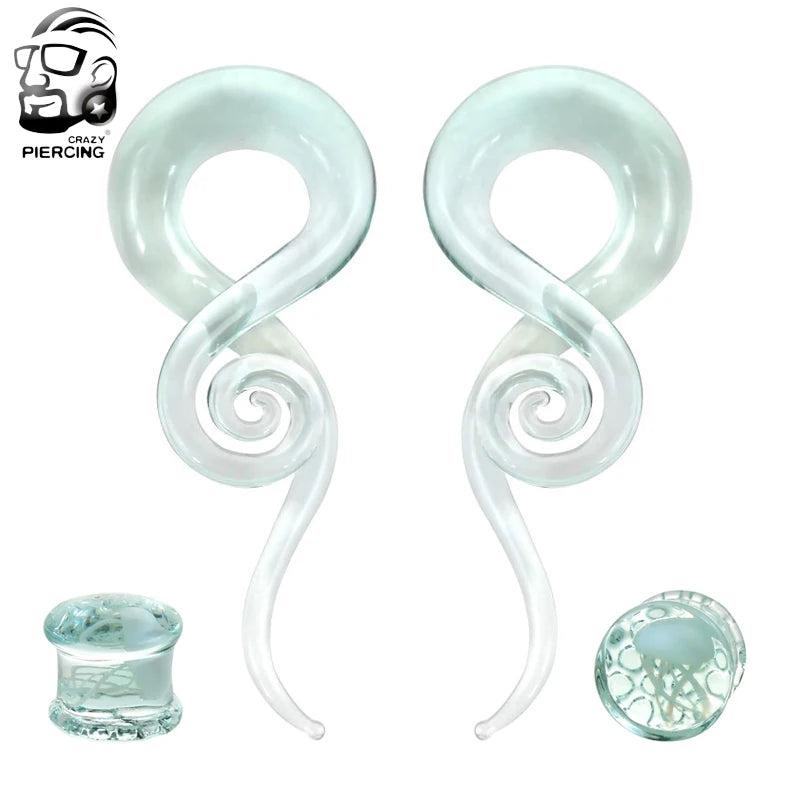 Glass Jellyfish Ear Plugs Spiral Ear Piercing Kit