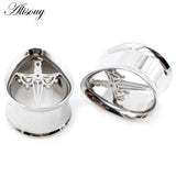 2PCS Stainless Steel Water Drop Ear Tunnels Plugs Gauges Piercing Body Jewelry