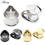 2PCS Stainless Steel Water Drop Ear Tunnels Plugs Gauges Piercing Body Jewelry