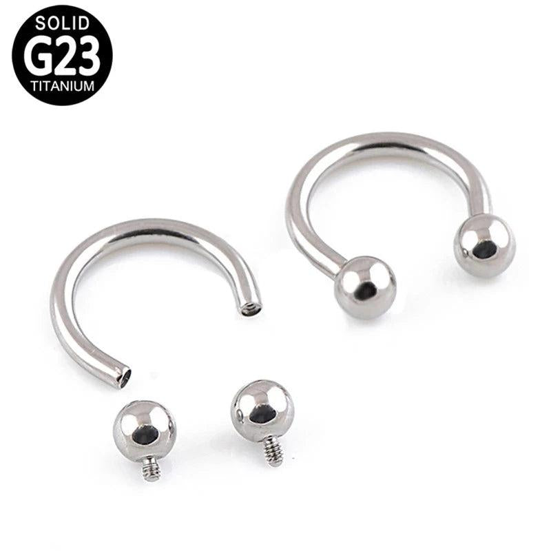 2 Pcs Titanium Horseshoe Nose Hoop Septum Lip Studs Nostril Earrings