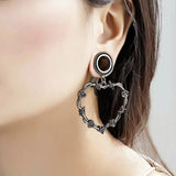 Vankula 2PCS Ear Piercing Tunnels Heart Pendant Stainless Steel Expander