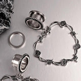 Vankula 2PCS Ear Piercing Tunnels Heart Pendant Stainless Steel Expander