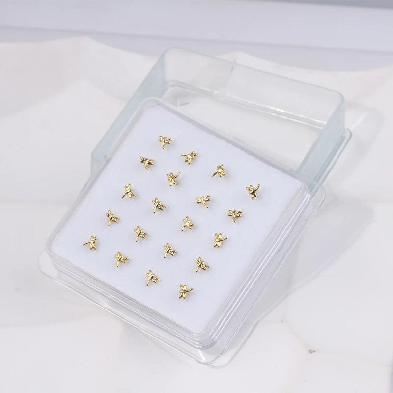 Karnoz 20Pcs Nose Stud Dragonfly Piercing Nostril Jewelry