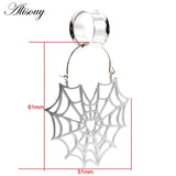 Stainless Steel Spider Web Flare Ear Plugs Tunnel Earrings