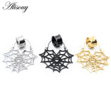Stainless Steel Spider Web Flare Ear Plugs Tunnel Earrings
