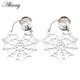 Stainless Steel Spider Web Flare Ear Plugs Tunnel Earrings