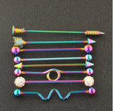 Stainless Steel Heart Industrial Piercing Set Arrow Industrial Barbell