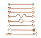 Stainless Steel Heart Industrial Piercing Set Arrow Industrial Barbell