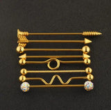 Stainless Steel Heart Industrial Piercing Set Arrow Industrial Barbell