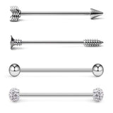 Stainless Steel Heart Industrial Piercing Set Arrow Industrial Barbell