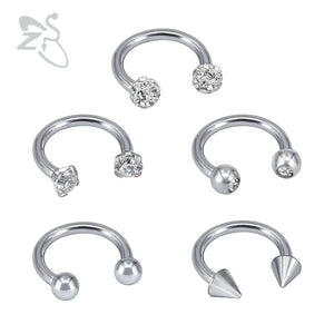5 Pairs 16G Surgical Steel Nose Stud BCR Nose Ear Piercing
