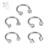 5 Pairs 16G Surgical Steel Nose Stud BCR Nose Ear Piercing