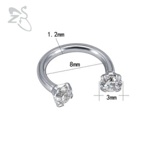 5 Pairs 16G Surgical Steel Nose Stud BCR Nose Ear Piercing