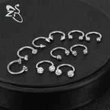 5 Pairs 16G Surgical Steel Nose Stud BCR Nose Ear Piercing