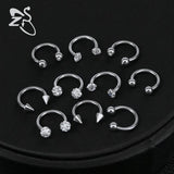 5 Pairs 16G Surgical Steel Nose Stud BCR Nose Ear Piercing