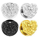 Heart Skull Stainless Steel Ear Plugs for Halloween