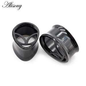 2PC HipHop Earring Tunnels Plugs Stainless Steel Water Drop Alien Ear Gauges