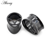 2PC HipHop Earring Tunnels Plugs Stainless Steel Water Drop Alien Ear Gauges