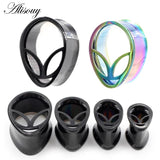2PC HipHop Earring Tunnels Plugs Stainless Steel Water Drop Alien Ear Gauges