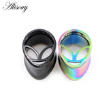 2PC HipHop Earring Tunnels Plugs Stainless Steel Water Drop Alien Ear Gauges